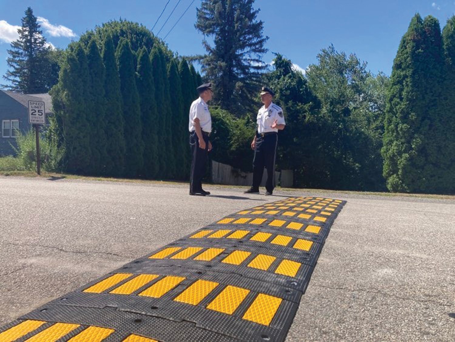 EASIER TO CROSS: The new sped hump installed on Cavalcade Boulevard has a lower profile than the temporary speed hump that was previously installed at the location. The lower profile should make it easier for cars to cross while still reducing speed in the neighborhood.